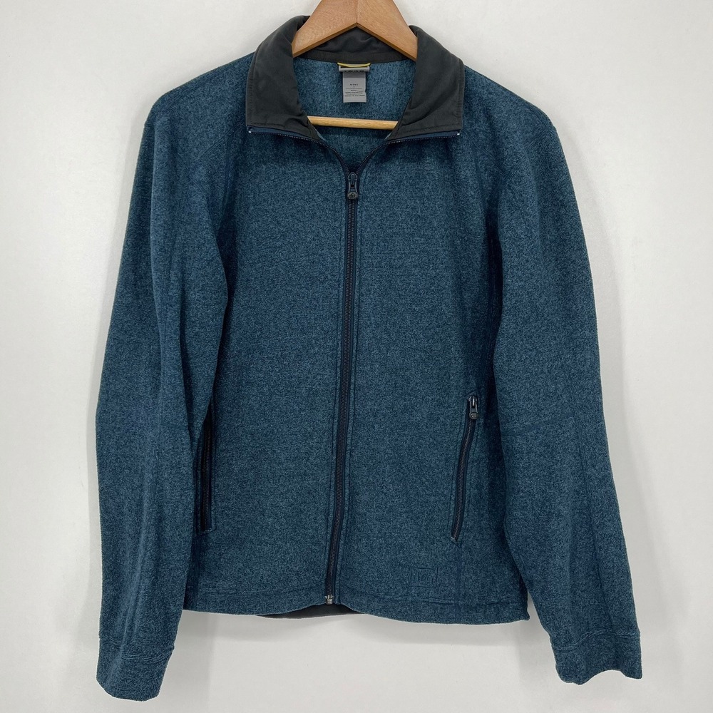 REI Co-op Mens Small Heathered Blue Full Zip Sweater Fleece Jacket
